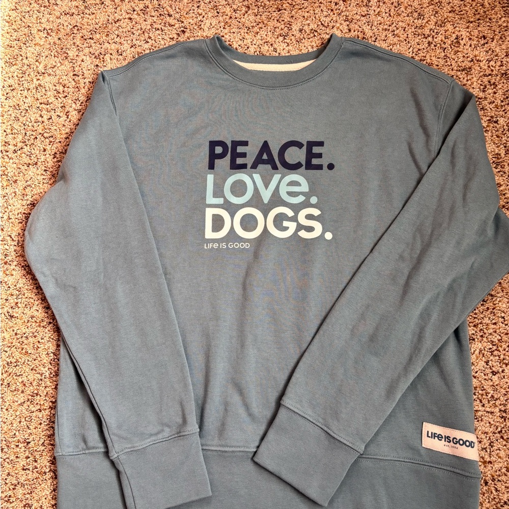 Life Is Good Gray Dog Sweatshirt